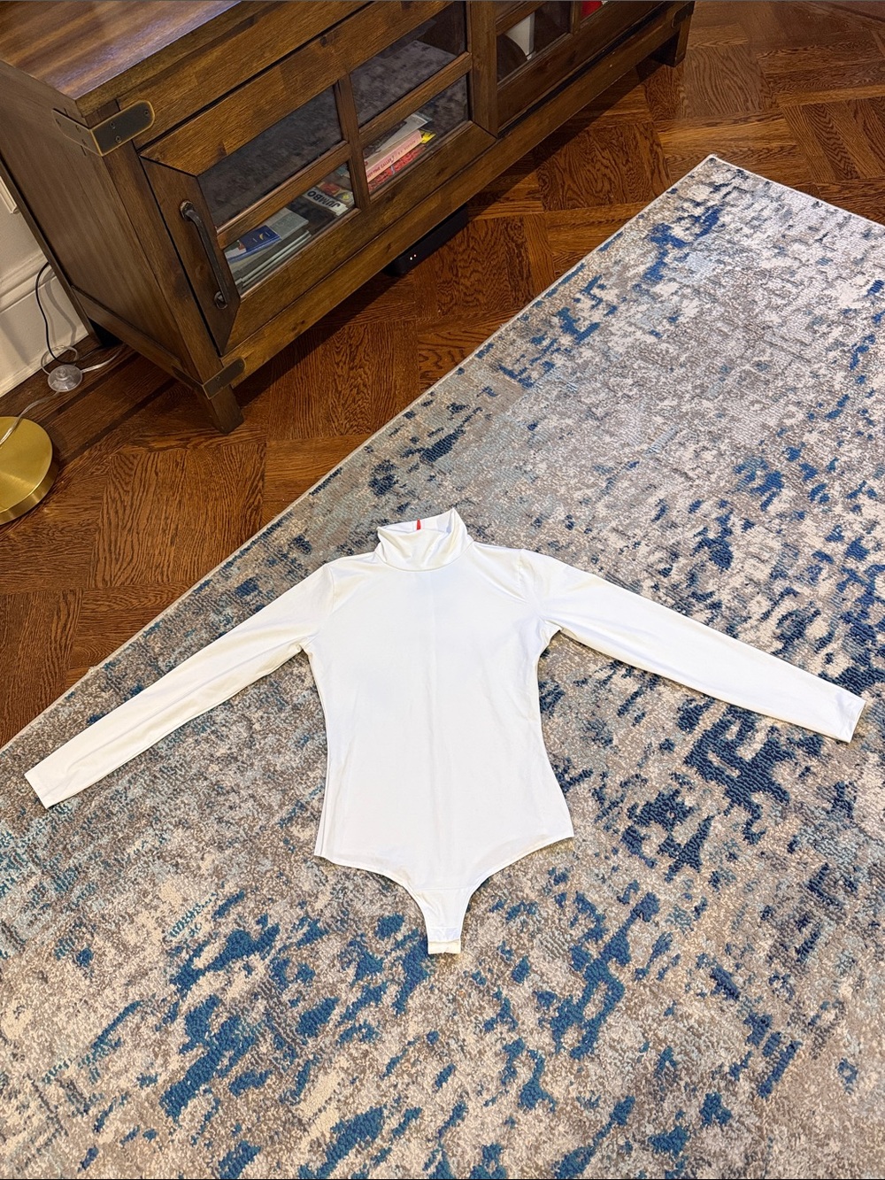 SPANX White Long-Sleeve Mock-Neck Bodysuit